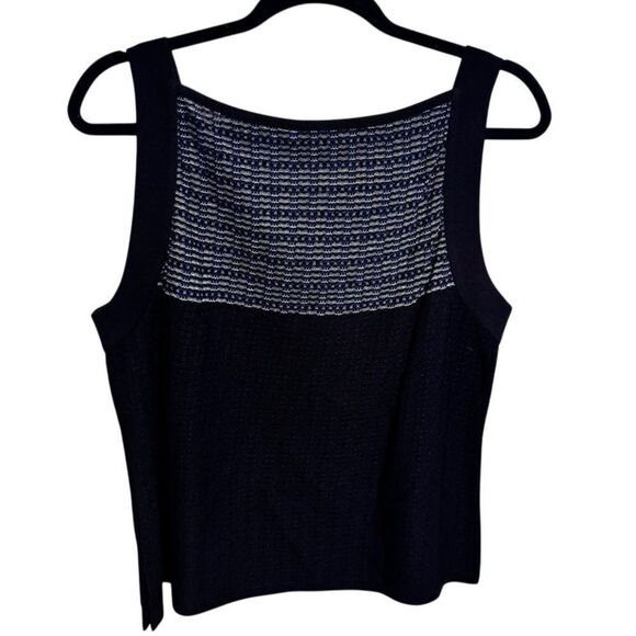 MISOOK- 2 Piece Matching Tank Sweater Set Black Blue Metallic, Size L Petite - Picture 10 of 14